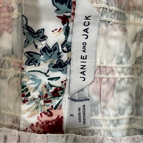 Janie and Jack Girl’s Size 3 The Olivia Smocked Top Short Bubble Sleeves Floral - Picture 6 of 13